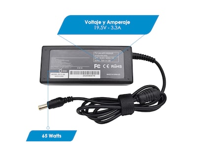 Foto 3 | Cargador para Laptop Compatible con Sony 19.5v 3.3a Punta 6.5 x 4.4mm