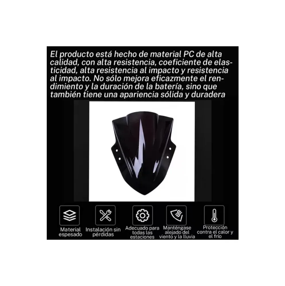 Foto 3 pulgar | Parabrisas Belug De Motocicleta Protección Contra Lluvia Negro