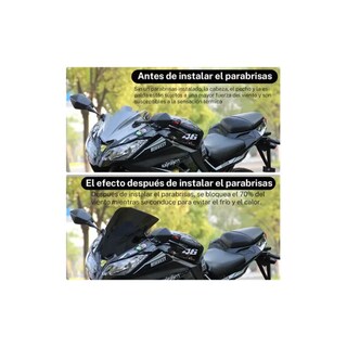Foto 3 | Parabrisas Belug De Motocicleta Protección Contra Lluvia Negro