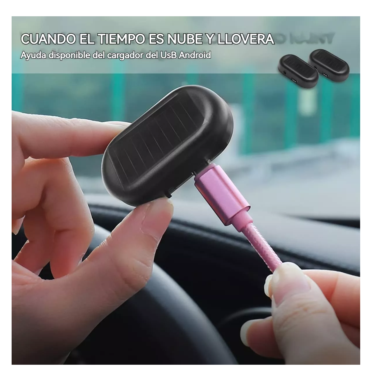 Foto 5 pulgar | Alarma De Simulador De Coche Luz Led Solar De Seguridad 2 Pcs Negro