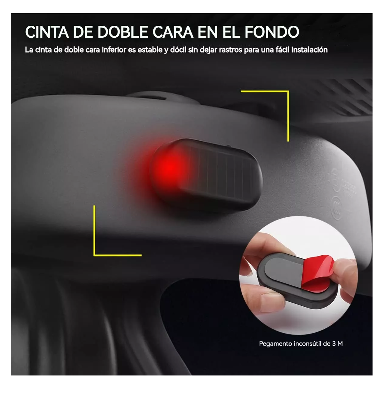 Foto 6 pulgar | Alarma De Simulador De Coche Luz Led Solar De Seguridad 2 Pcs Negro