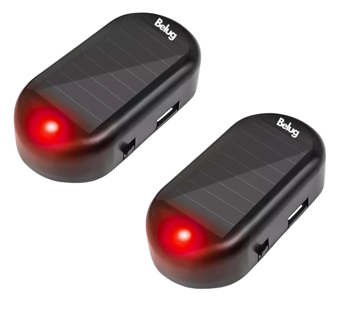 Alarma De Simulador Belug De Coche Luz Led Solar De Seguridad 2 Pcs Negro