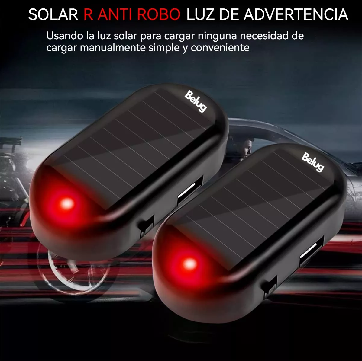 Foto 3 pulgar | Alarma De Simulador Belug De Coche Luz Led Solar De Seguridad 2 Pcs Negro