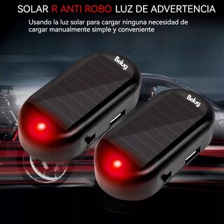 Foto 2 | Alarma De Simulador Belug De Coche Luz Led Solar De Seguridad 2 Pcs Negro
