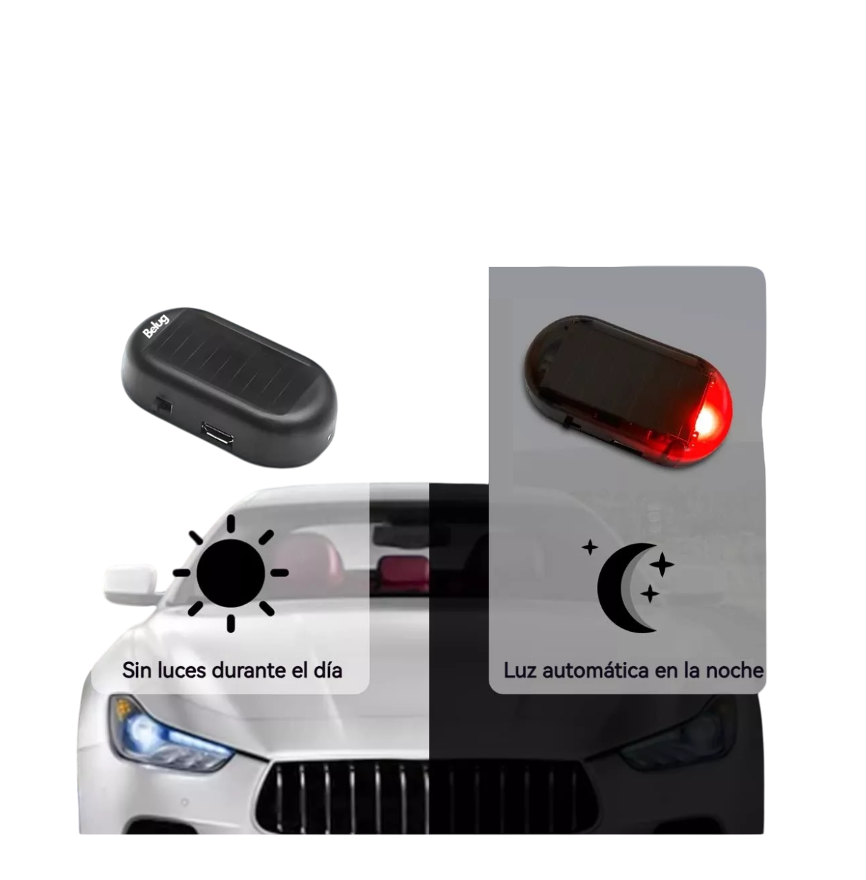 Foto 4 pulgar | Alarma De Simulador Belug De Coche Luz Led Solar De Seguridad 2 Pcs Negro