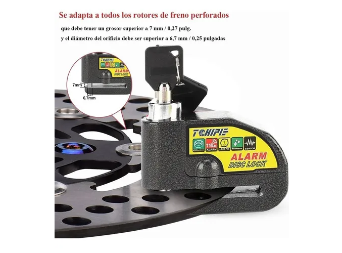 Alarma Xtellar Motocicle Bloqueo Impermeable Freno Disco Candado