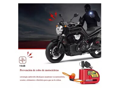 Foto 2 | Xtellar Alarma De Seguridad Ultra Resistente Para Motocicleta Con Bloqueo De Disco Y Freno