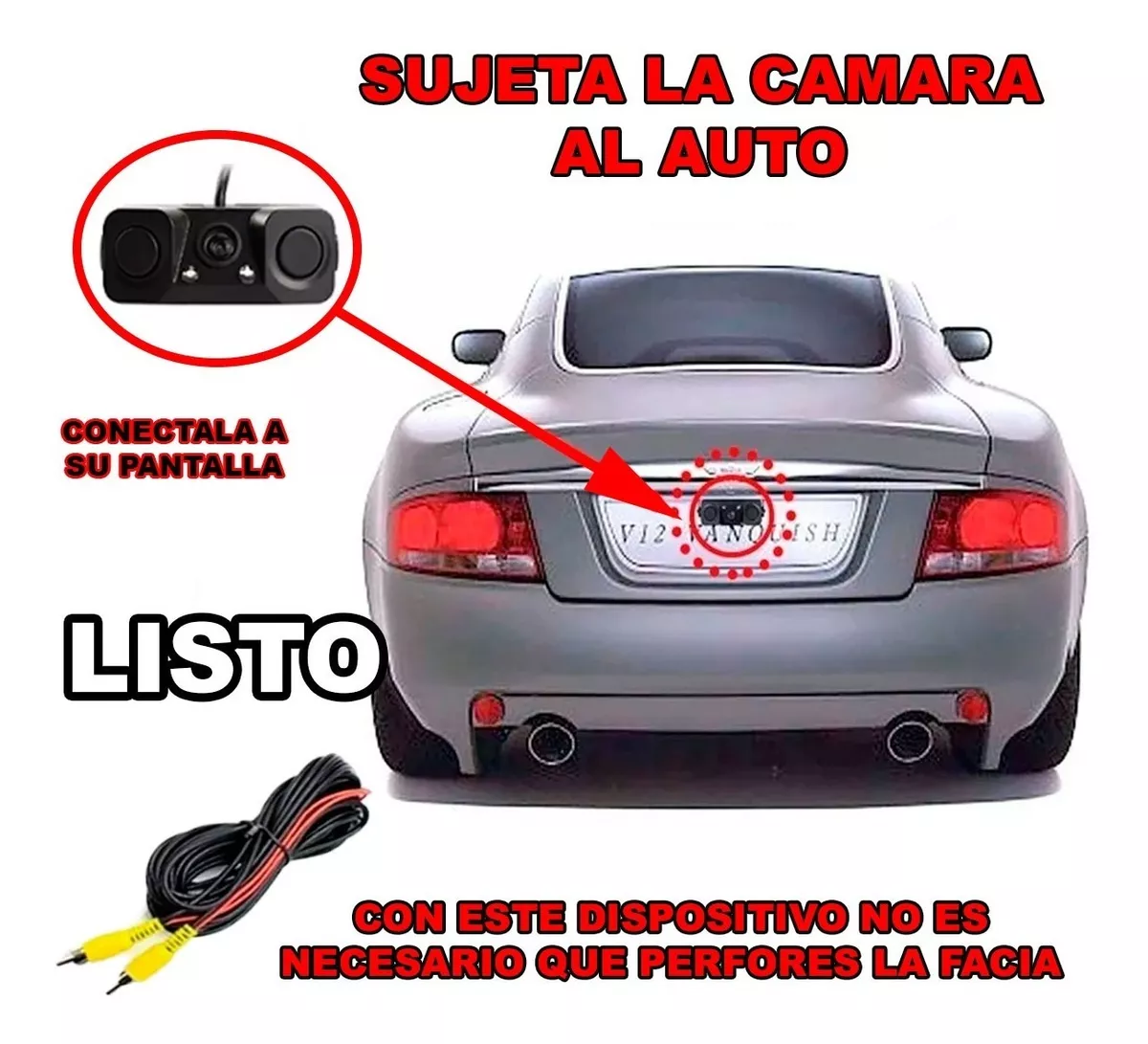 Foto 5 pulgar | Cámara de Reversa Belug con Doble Sensor de Estacionamiento color Negro