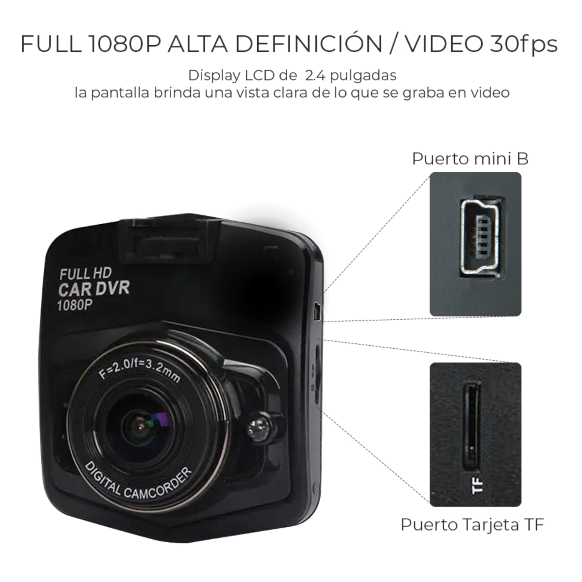 Foto 3 | Cámara Seguridad Para Auto Con Sensor Movimiento Full Hd