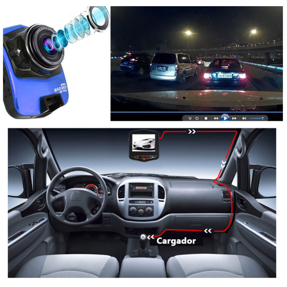 Foto 7 pulgar | Cámara Seguridad Para Auto Con Sensor Movimiento Full Hd