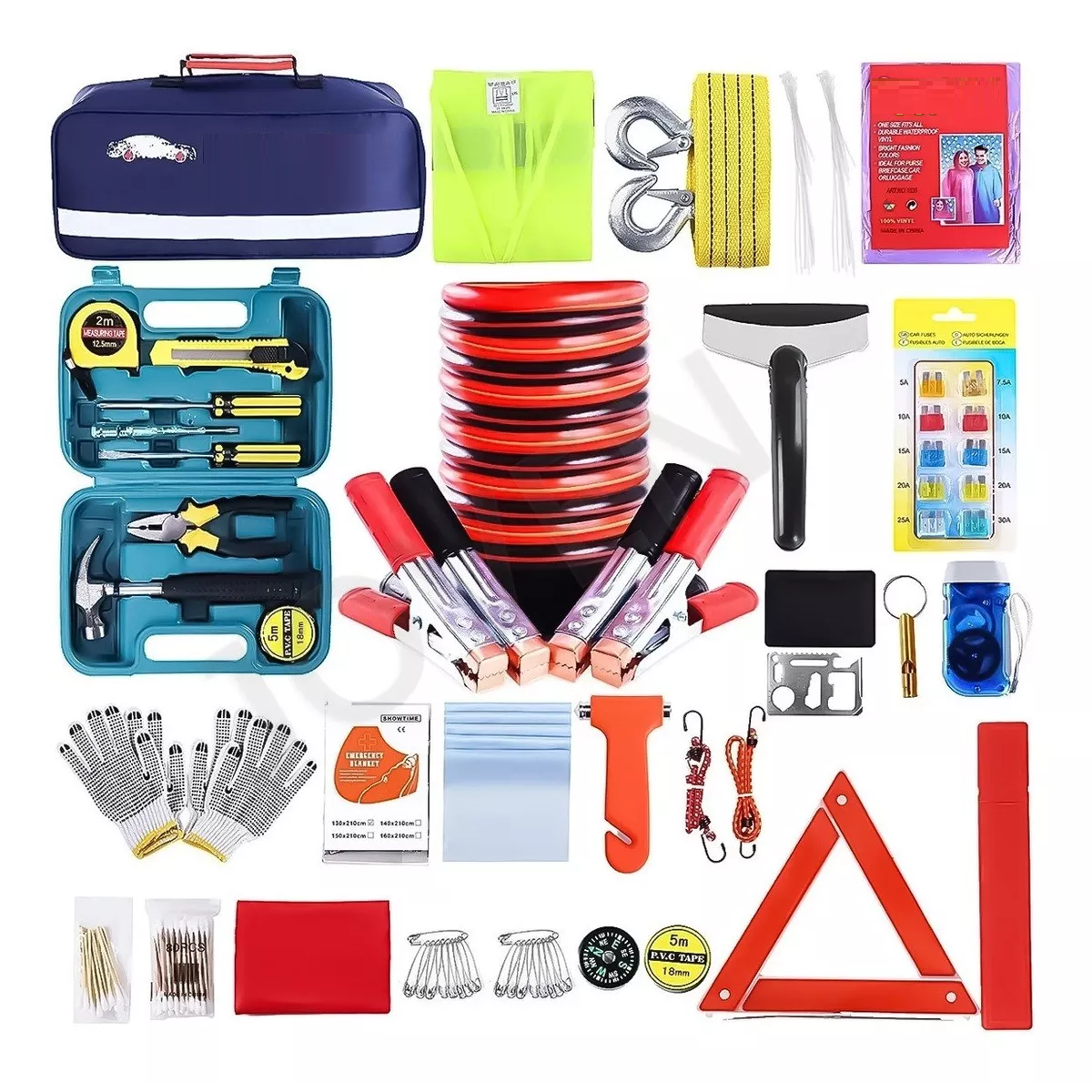 Kit Emergencia Auto Seguidad 142 Pcs Soporte De Advertencia  Eo Safe Imports Esi-12023 Multicolor