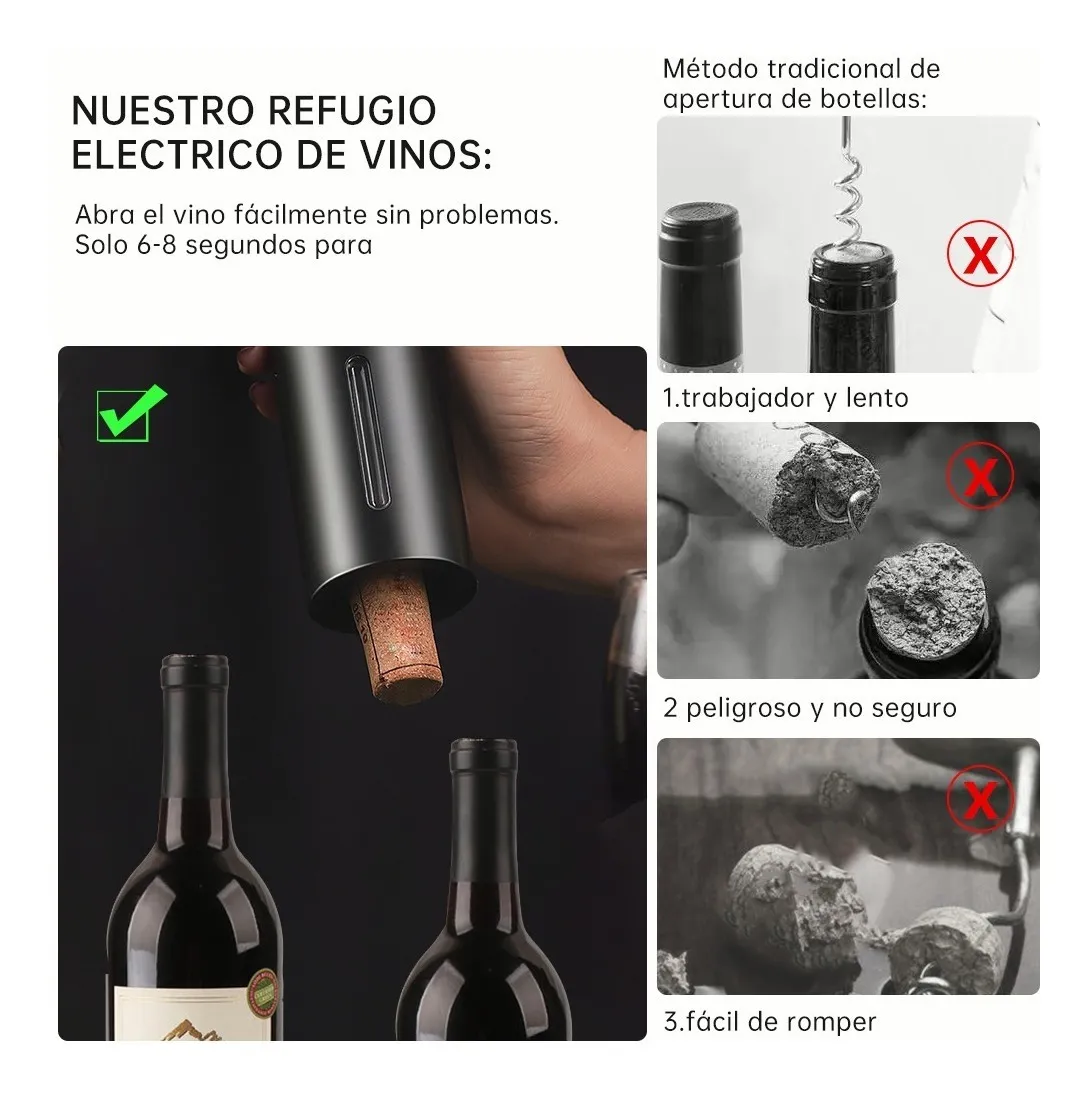 Foto 4 pulgar | Sacacorchos Malubero Eléctrico para Vino 7 en 1 color Negro