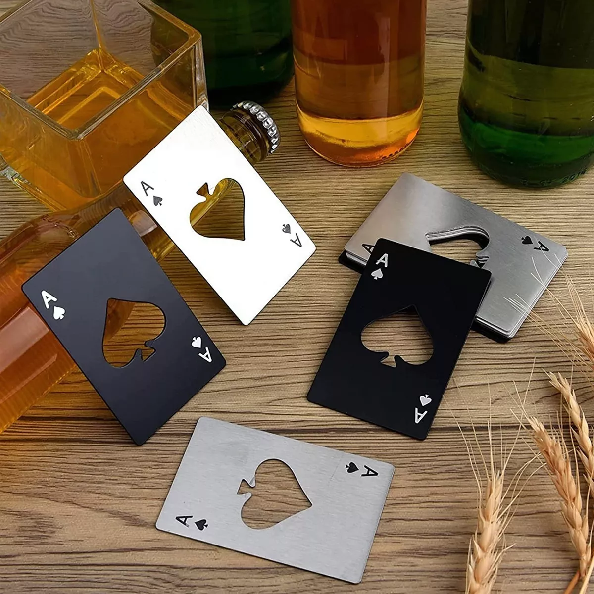 Foto 4 pulgar | 6 Piezas de Abrebotellas de Cartas BELUG color Plata con Negro de Acero Inoxidable
