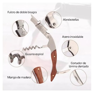Foto 5 | Sacacorchos Profesional Descorchador Destapador Vinos 5 Pzs Cafe Claro