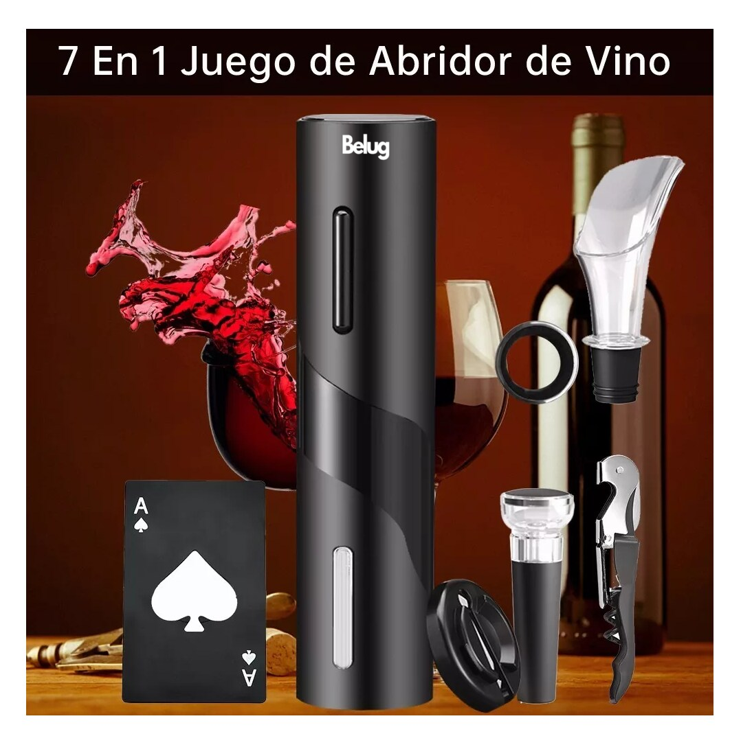 Foto 3 pulgar | Sacacorchos Eléctrico Para Vino 7 En 1 Juego De Destapador, Belug  Negro