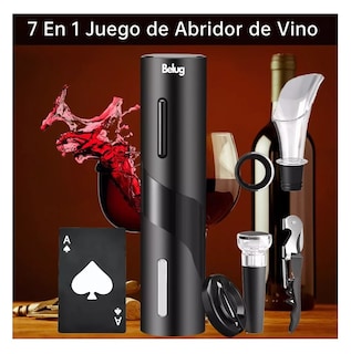 Foto 2 | Sacacorchos Eléctrico Para Vino 7 En 1 Juego De Destapador, Belug Negro