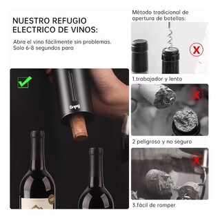 Foto 5 | Sacacorchos Eléctrico Para Vino 7 En 1 Juego De Destapador, Belug Negro