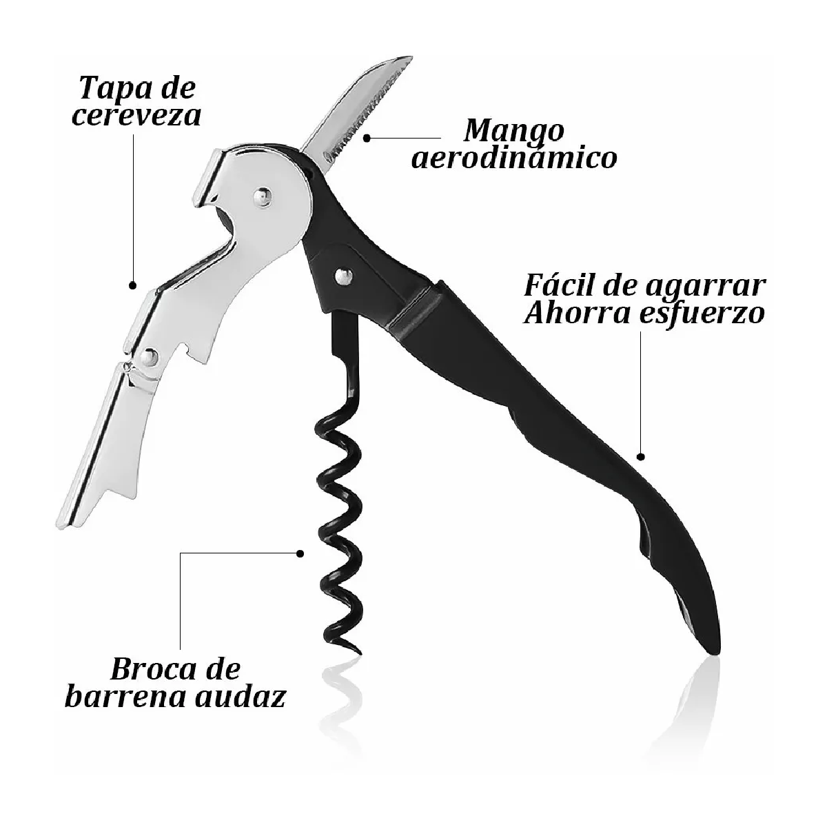 Foto 4 pulgar | Descorchador Vino Lab.g 10 Piezas Negro Plata