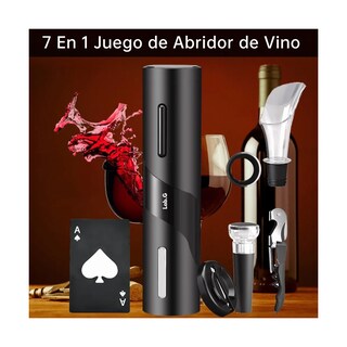 Foto 3 | Sacacorchos De Vino Eléctrico Reutilizable 7 En 1 Lab.g Negro