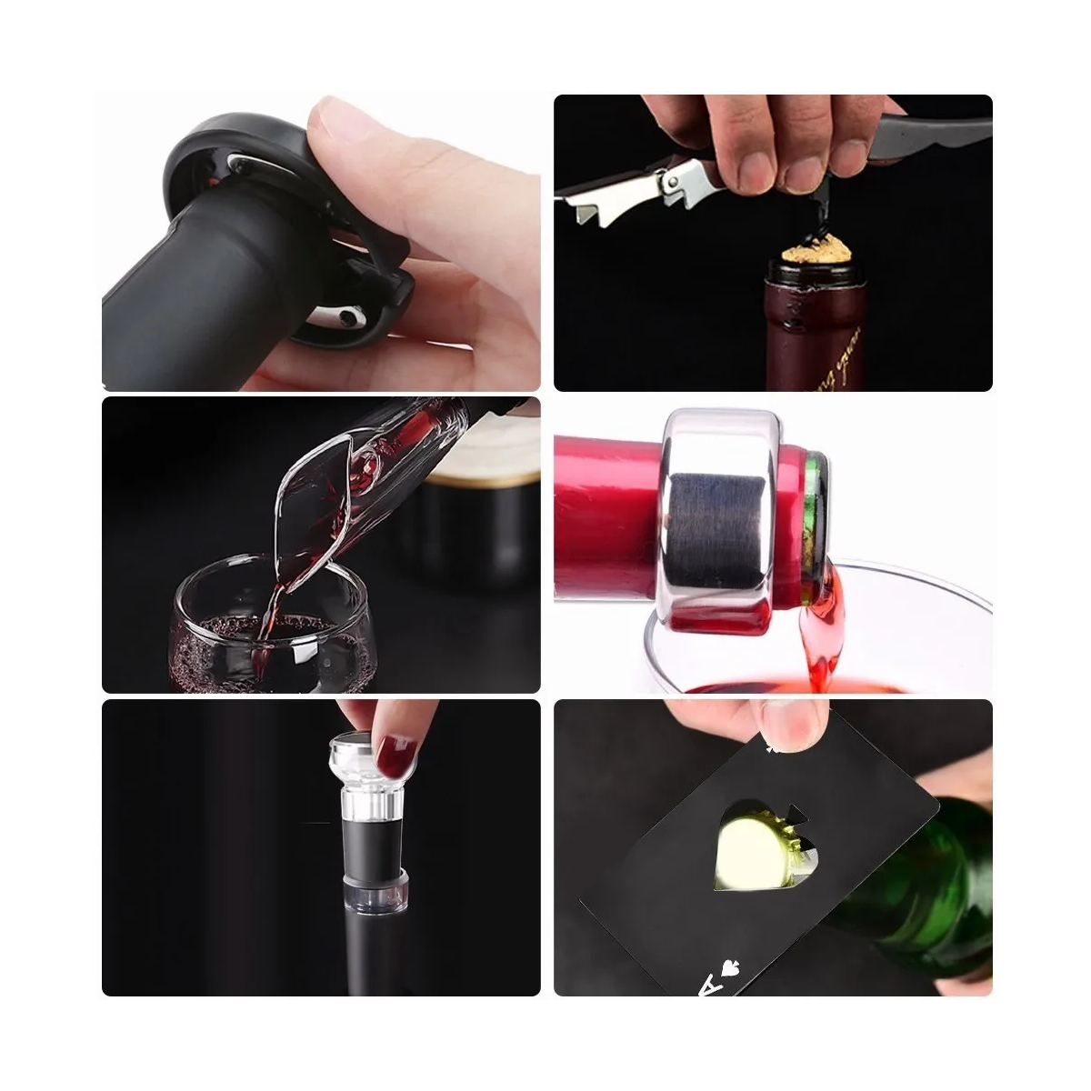 Foto 5 pulgar | Sacacorchos De Vino Eléctrico Reutilizable 7 En 1 Lab.g Negro