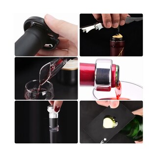 Foto 4 | Sacacorchos De Vino Eléctrico Reutilizable 7 En 1 Lab.g Negro