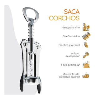 Foto 5 | 3 Piezas Destapador De Vino/destapa Corchos/saca Corchos Plata