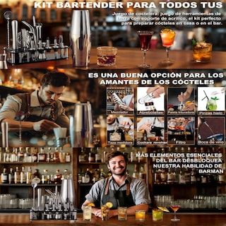Foto 4 | Kit De Cocteleria 20 Pieas Shaker Cocktail Bar Set 550ml Lab.g Plata