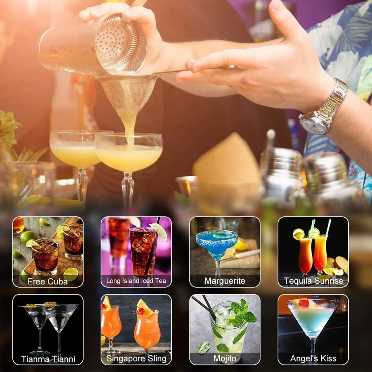 Foto 6 pulgar | Kit De Cocteleria 20 Pieas Shaker Cocktail Bar Set 550ml Lab.g Plata