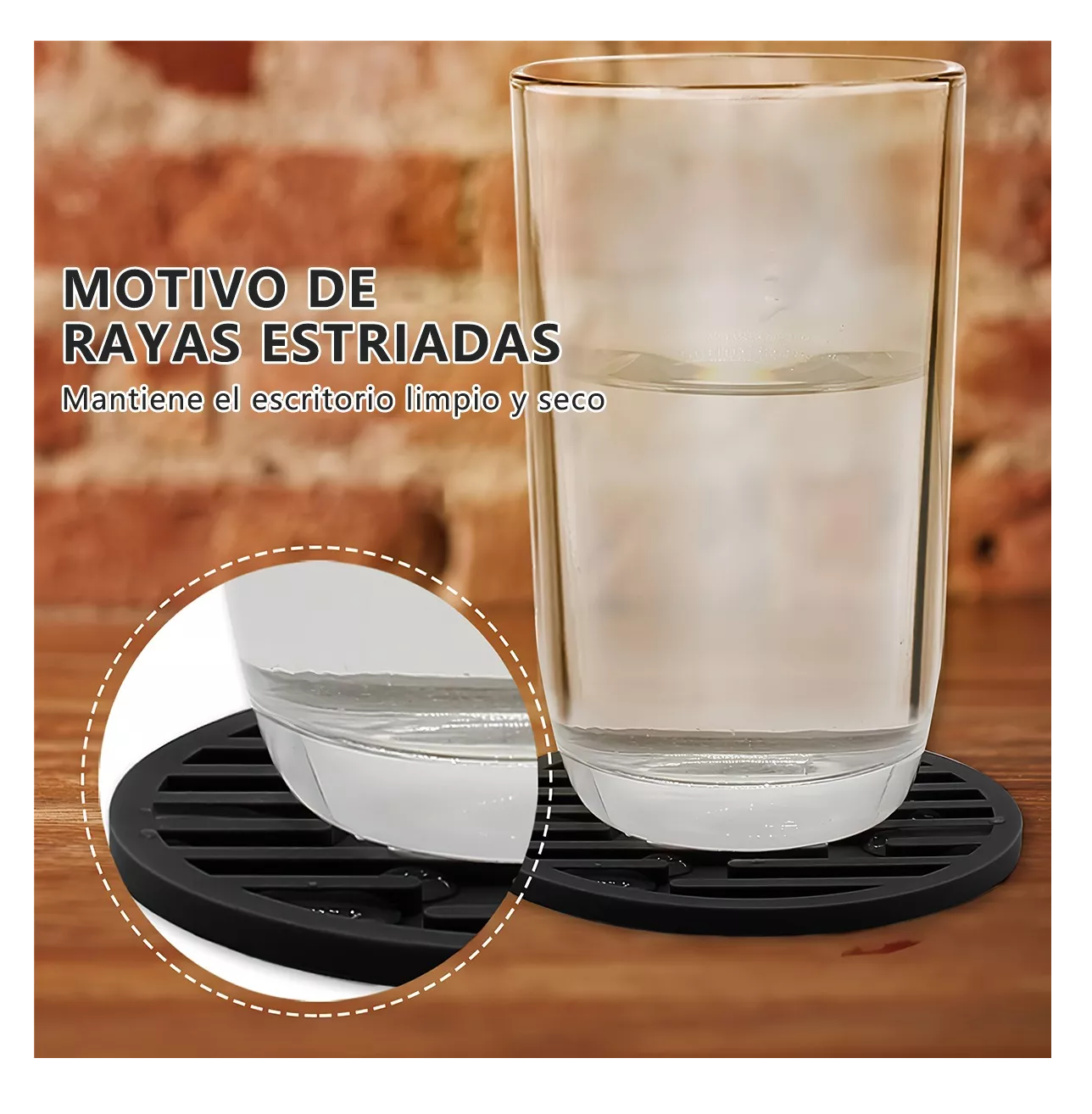 Foto 6 pulgar | Juego de 8 Posavasos de Silicona Negros Grandes para Mesa