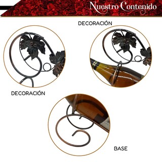 Foto 3 | Soporte Para Botellas De Vino De Acero Cromado, Portabotellas Vintage Color Negro