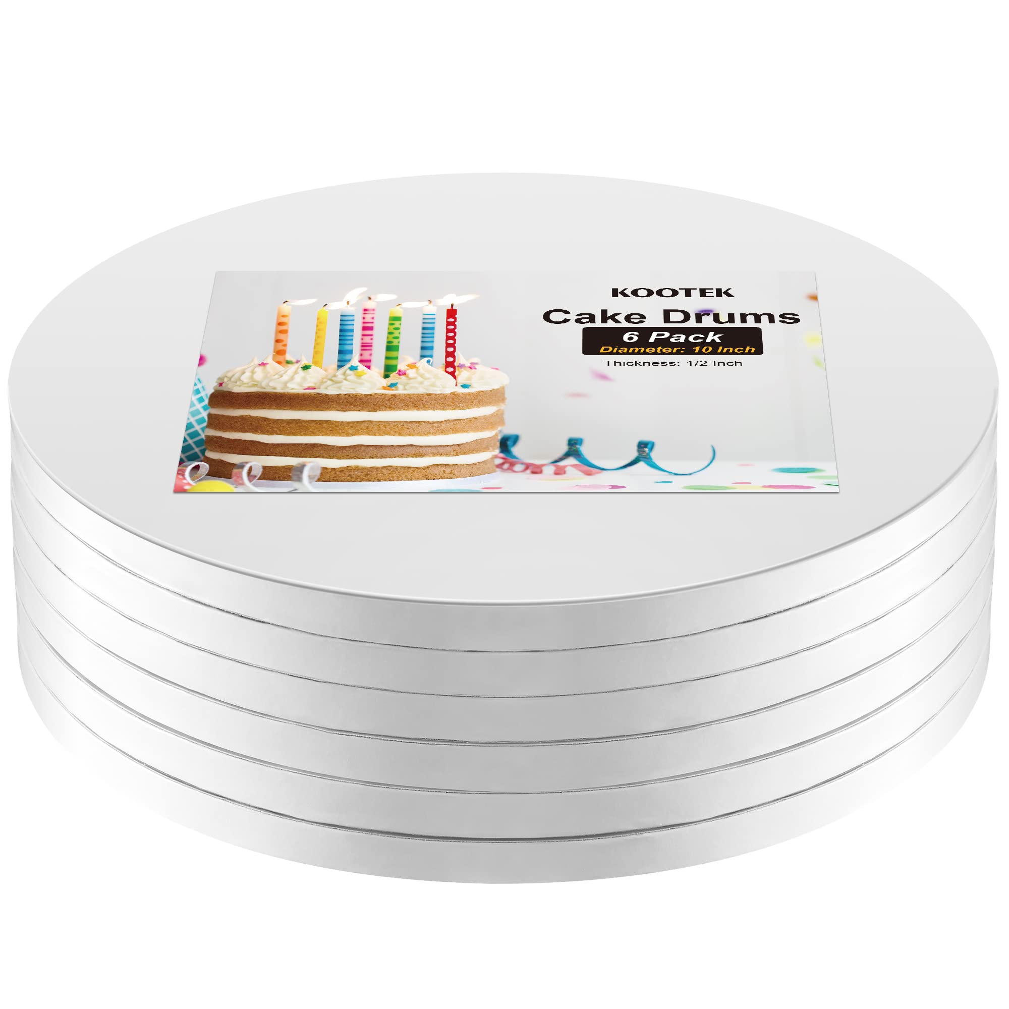 Foto 2 pulgar | Tablas Para Tartas Kootek Redondas De Cartón Corrugado Blanco De 10 Pulgadas  Paquete De 6 - Venta Internacional.