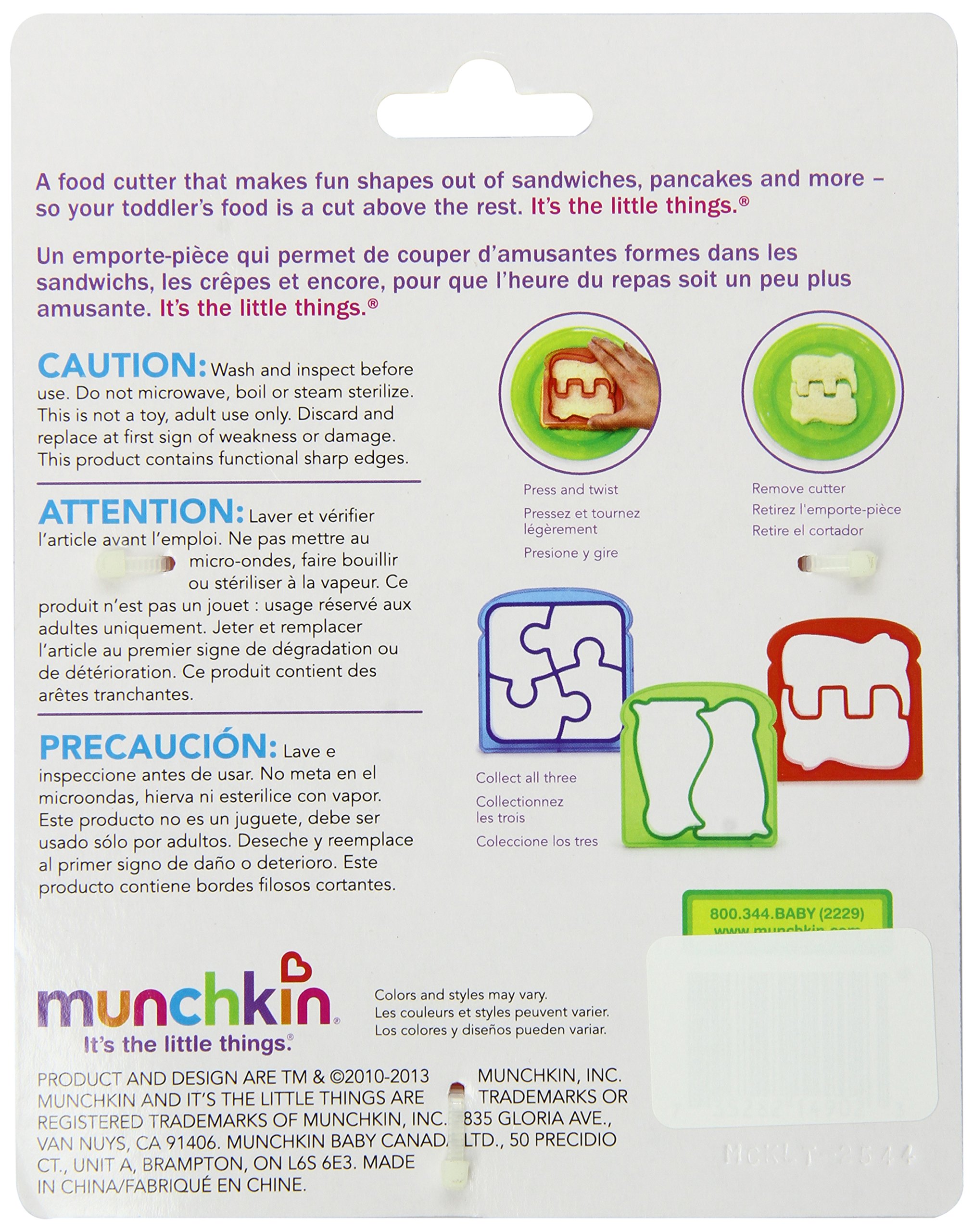 Foto 3 pulgar | Venta Internacional - Juego De Cortadores De Sándwiches Munchkin Silly, 3 Unidades Para Niños