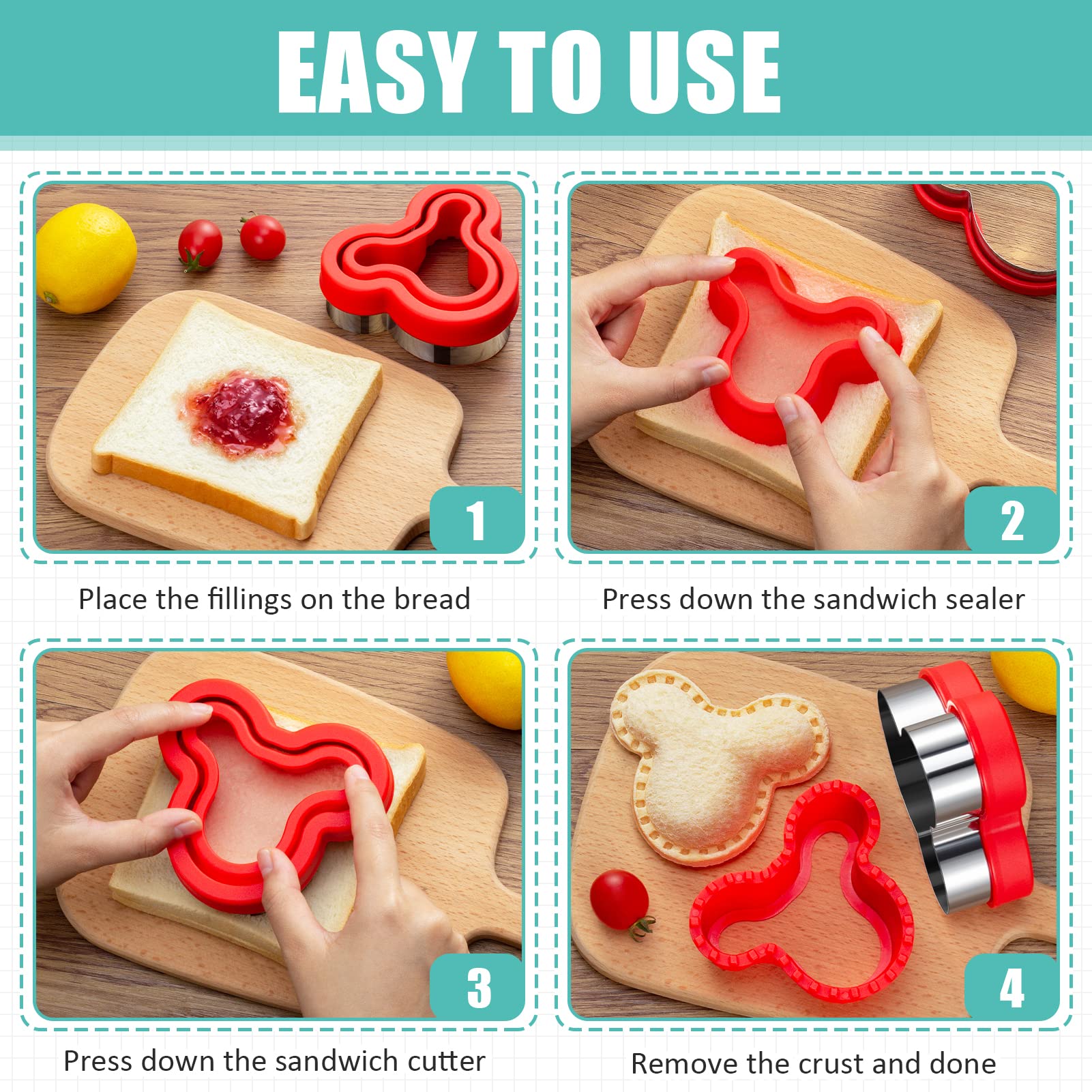 Foto 6 pulgar | Set De Cortador Y Sellador De Sándwiches Tiblue, 20 Piezas, Para Niños - Venta Internacional.