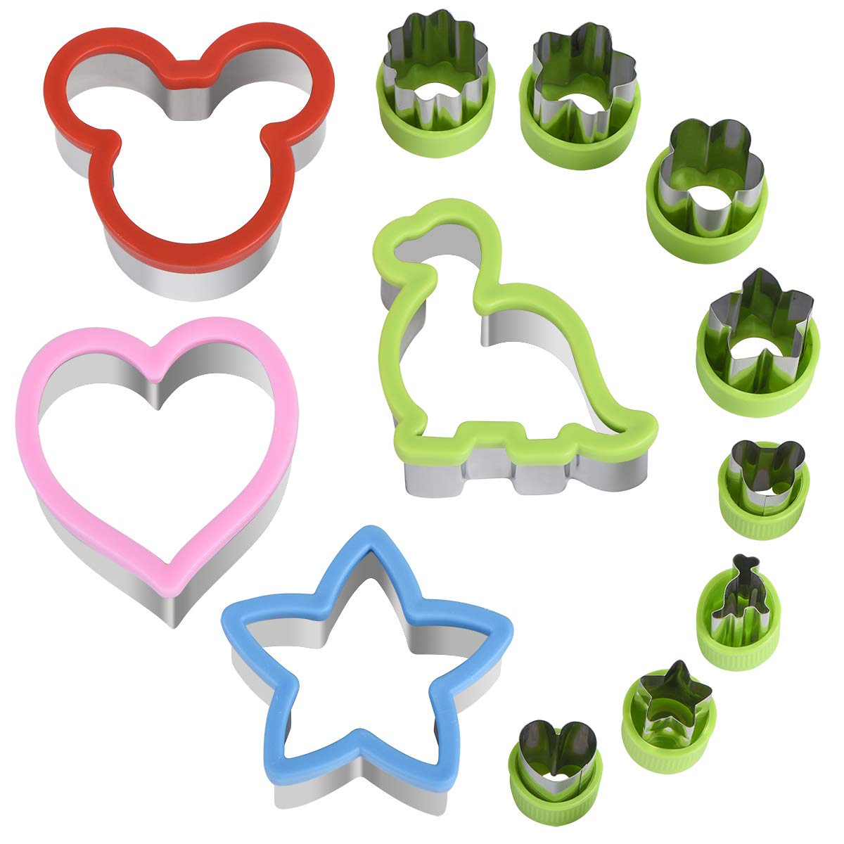 Set De Cortadores De Sándwiches Hhyn Mickey Mouse, Dinosaurio, Estrella Y Corazón - Venta Internacional.