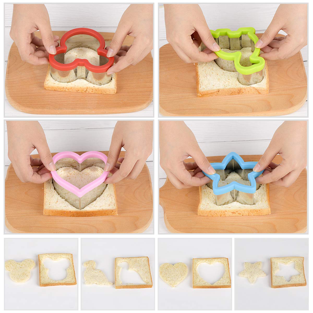 Foto 2 | Set De Cortadores De Sándwiches Hhyn Mickey Mouse, Dinosaurio, Estrella Y Corazón - Venta Internacional.
