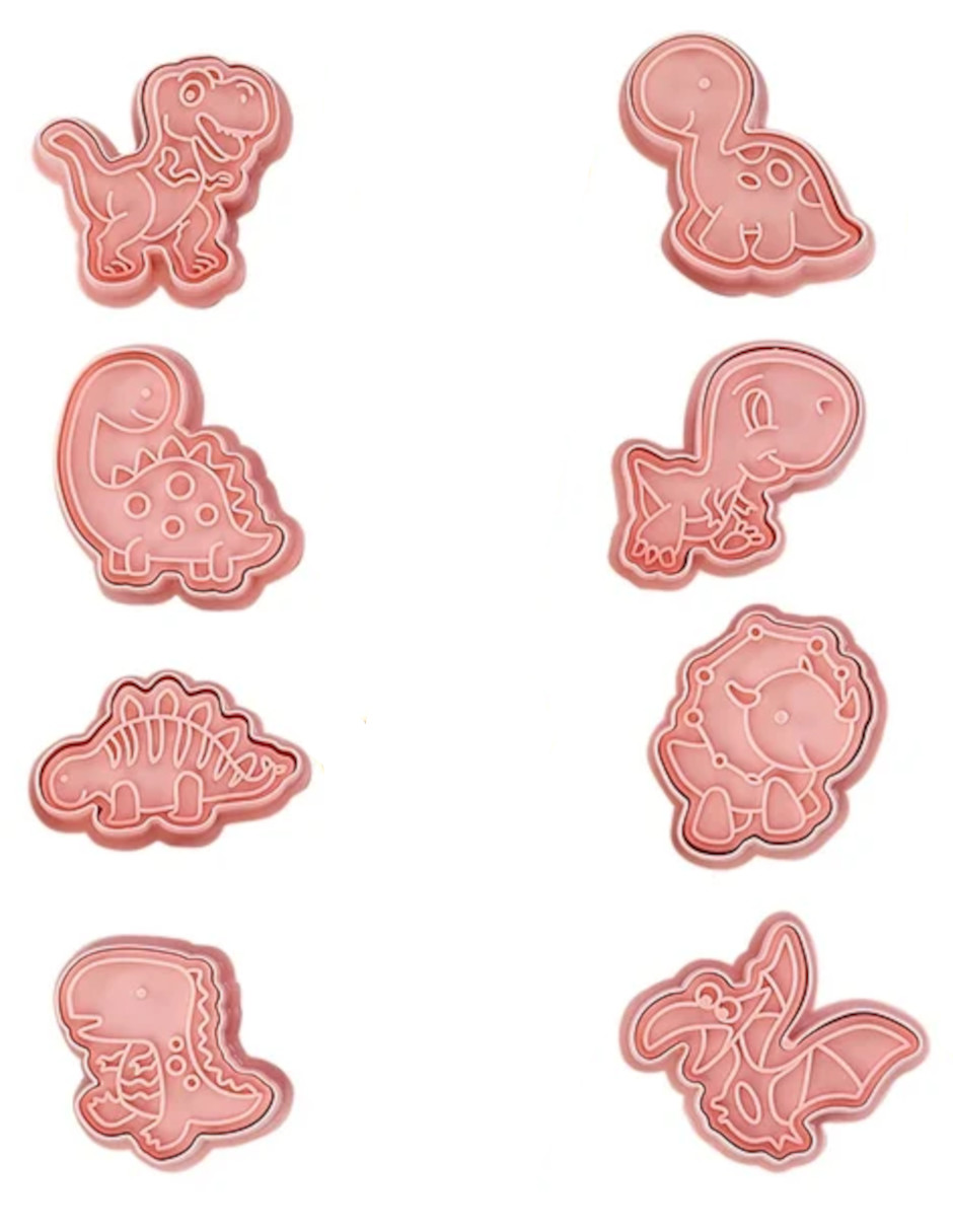 Foto 3 pulgar | 8 Pzs Cortadores De Galletas Dinosaurios + Termo Güish Gratis