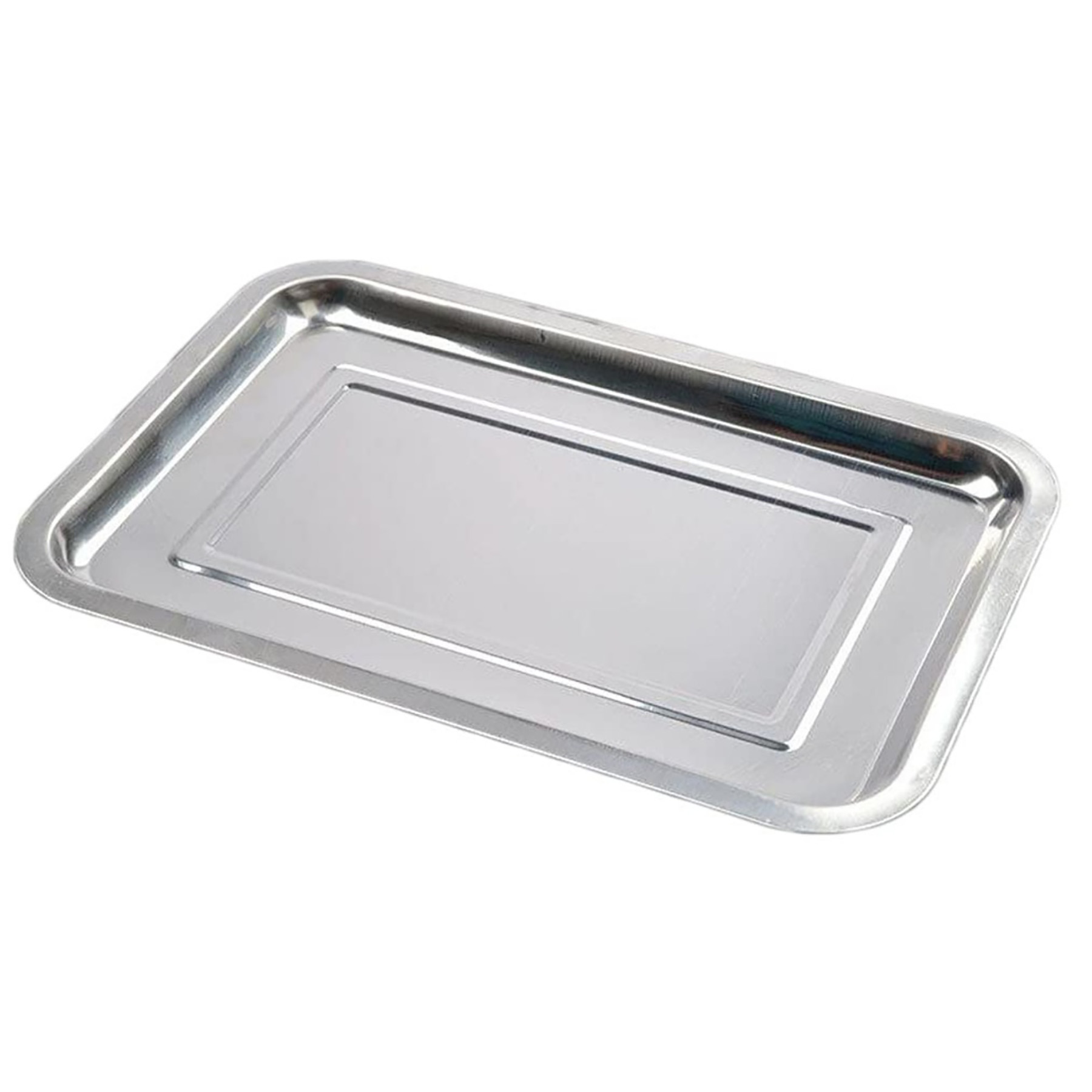 Charola Aleissi 700965 color Plateado para Servir Alimentos de Acero 39x29x4 Chica