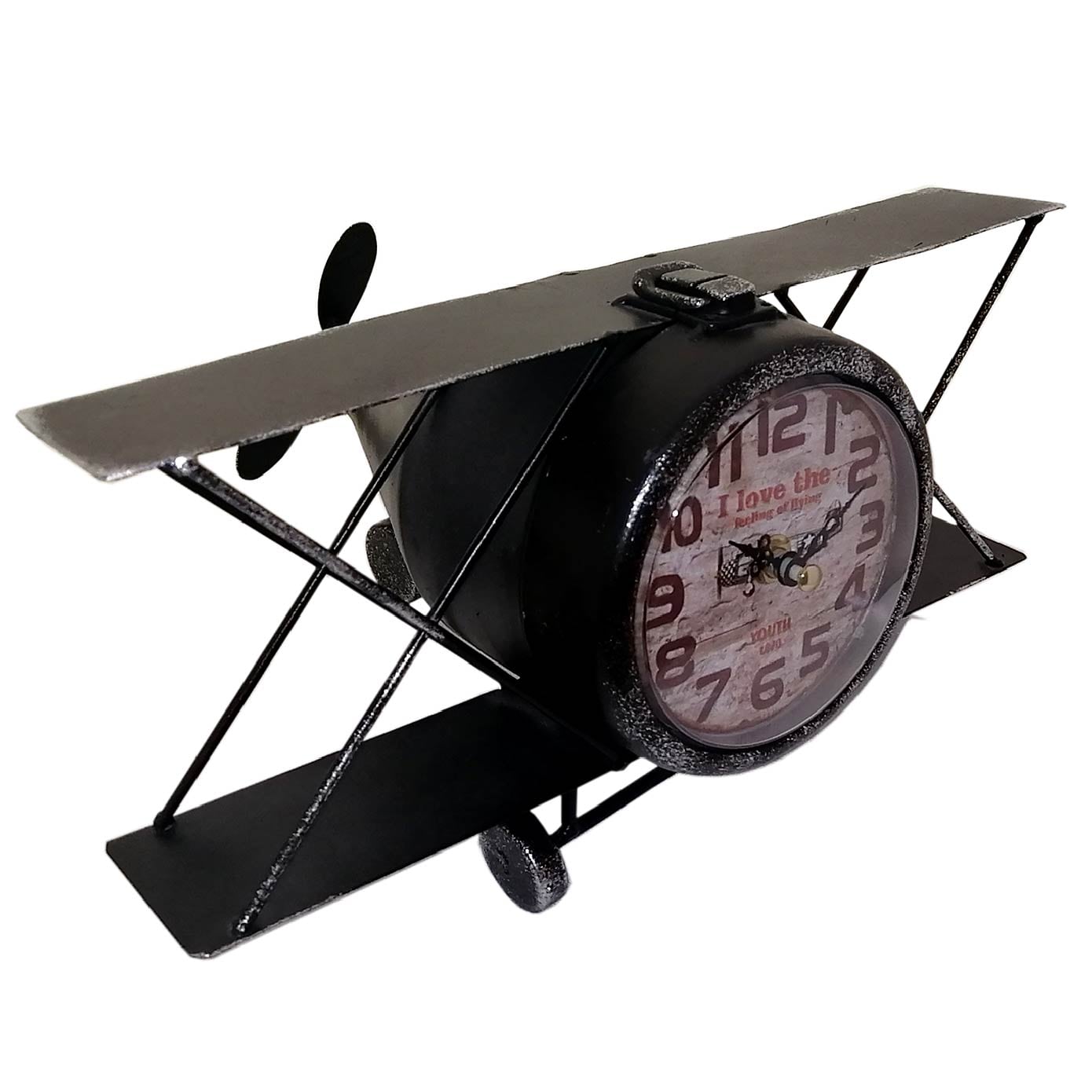 Reloj Decorativo De Mesa Retro Vintage Clásico Avioneta $599