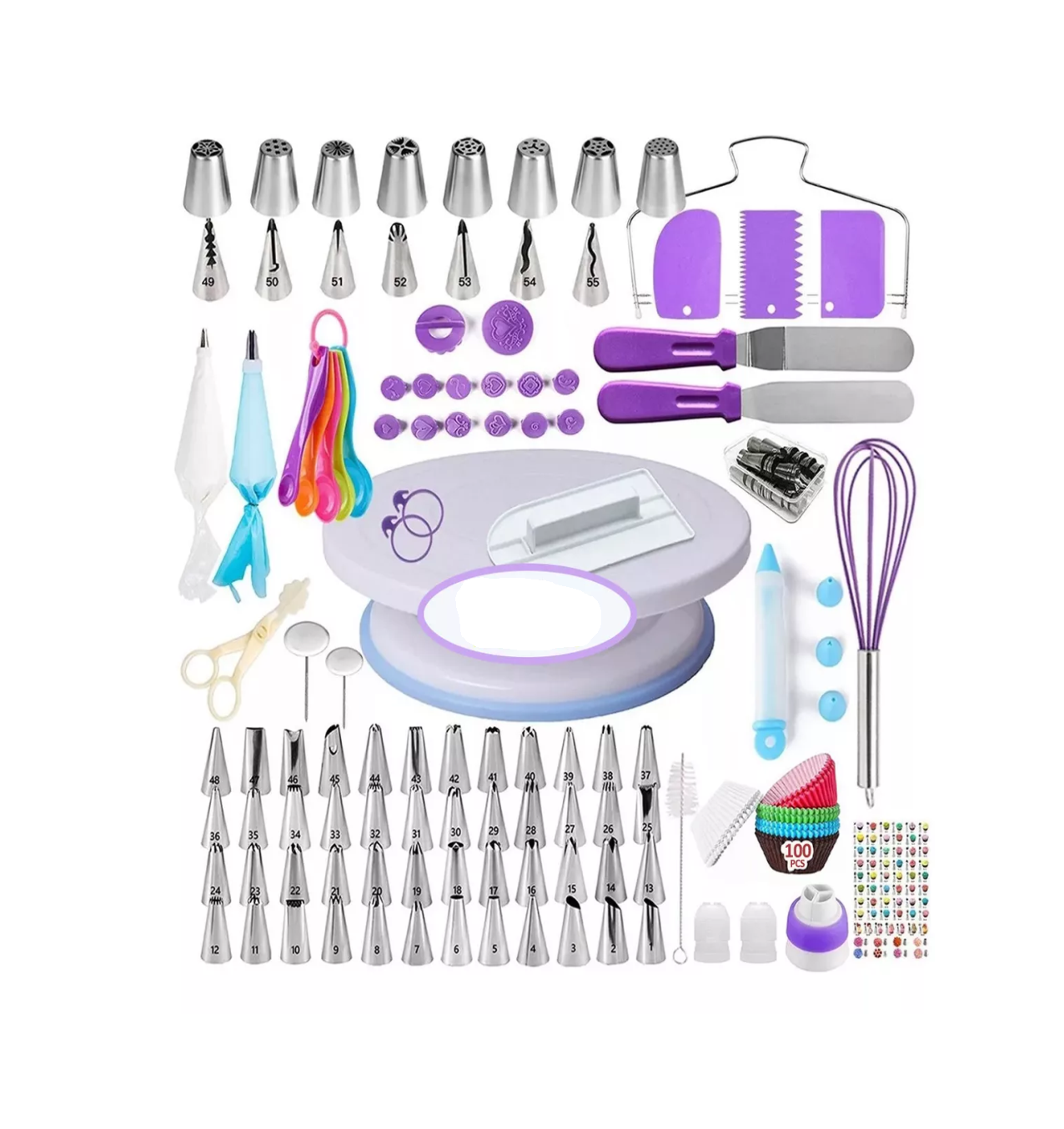 Kit de Duyas para Decoración de Pasteles 237 Piezas Morado