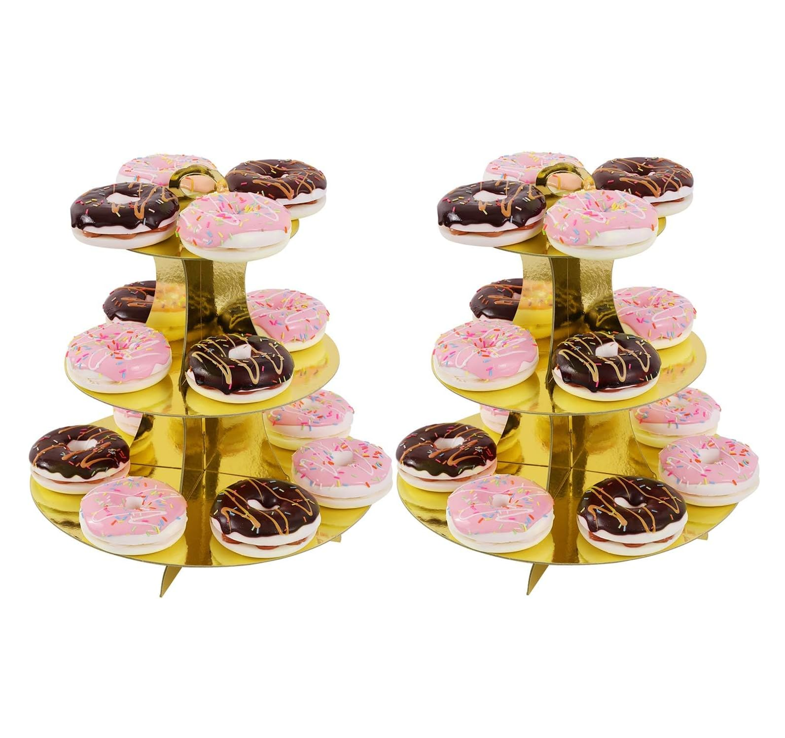 Foto 4 | Base Para Cupcakes Y Postres De 3 Niveles Reutilizable 2 Pzs, Oro