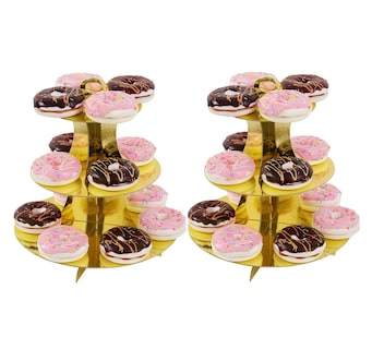 Foto 4 | Base Para Cupcakes Y Postres De 3 Niveles Reutilizable 2 Pzs, Oro