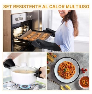Foto 4 | Guantes De Silicon Cocina/horno 6 Piezas Resistente Al Calor Negro