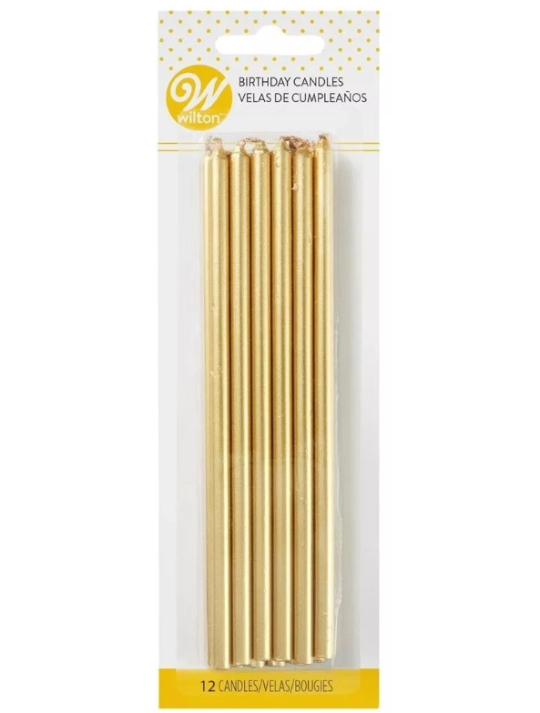Foto 2 pulgar | Wilton Velas Doradas Largas 15 Cm 12 Pz