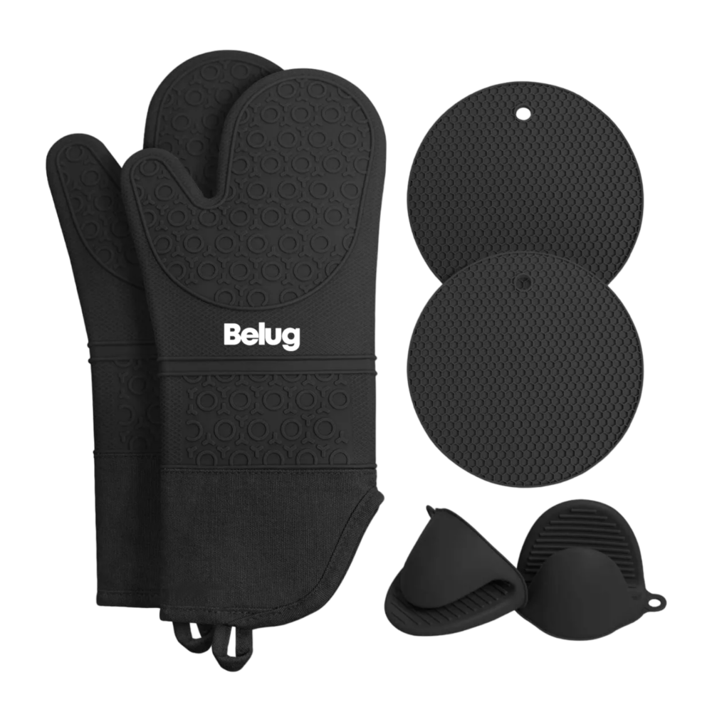 Foto 1 | Guantes De Silicon Cocina/horno 6 Piezas Resistente Al Calor Negro Belug
