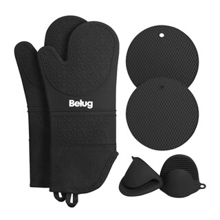 Foto 1 | Guantes De Silicon Cocina/horno 6 Piezas Resistente Al Calor Negro Belug