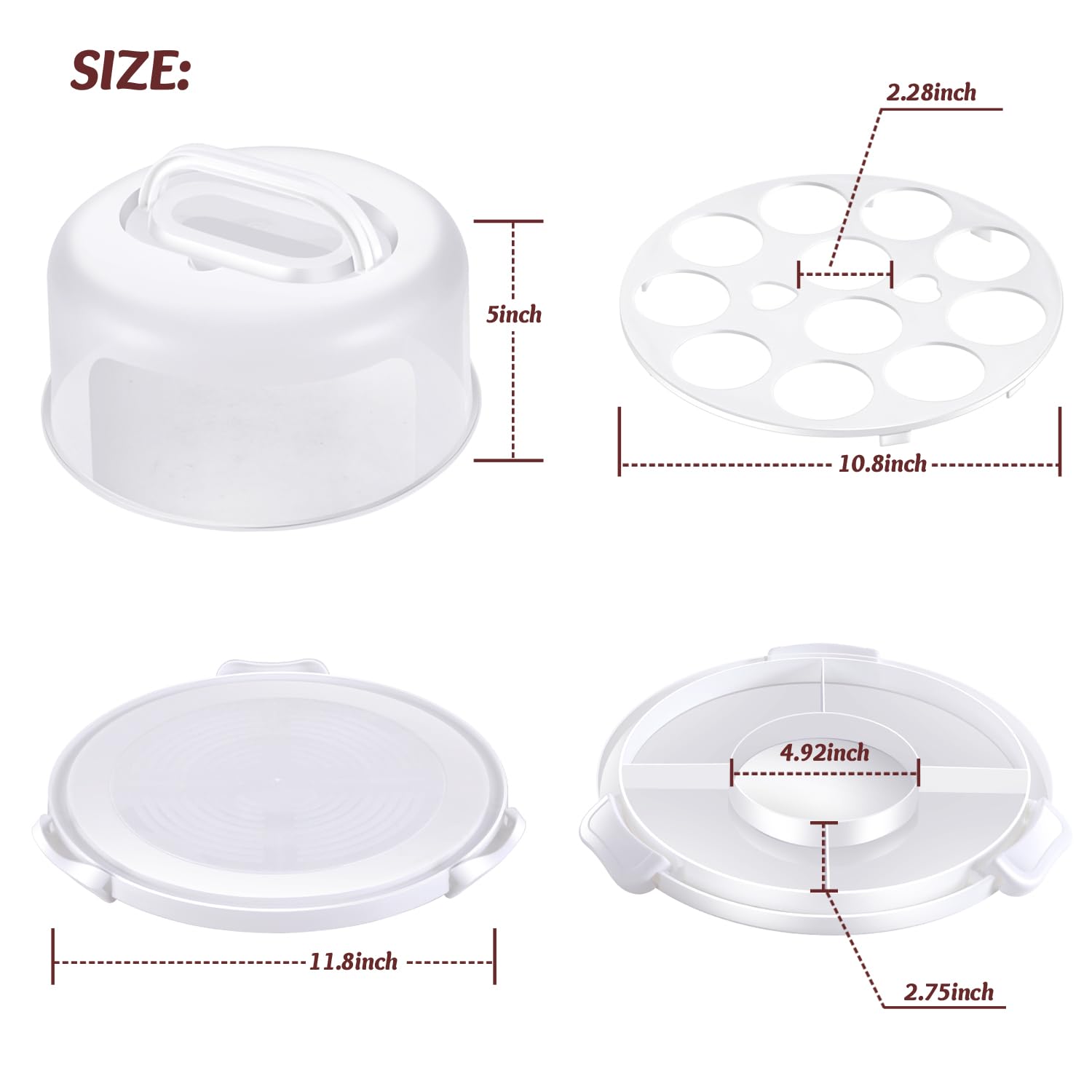 Foto 8 pulgar | Recipiente Para Tartas Ohuhu Para Tartas Con Tapa, Sin Bpa, Para Tartas De 10 Pulgadas - Venta Internacional.