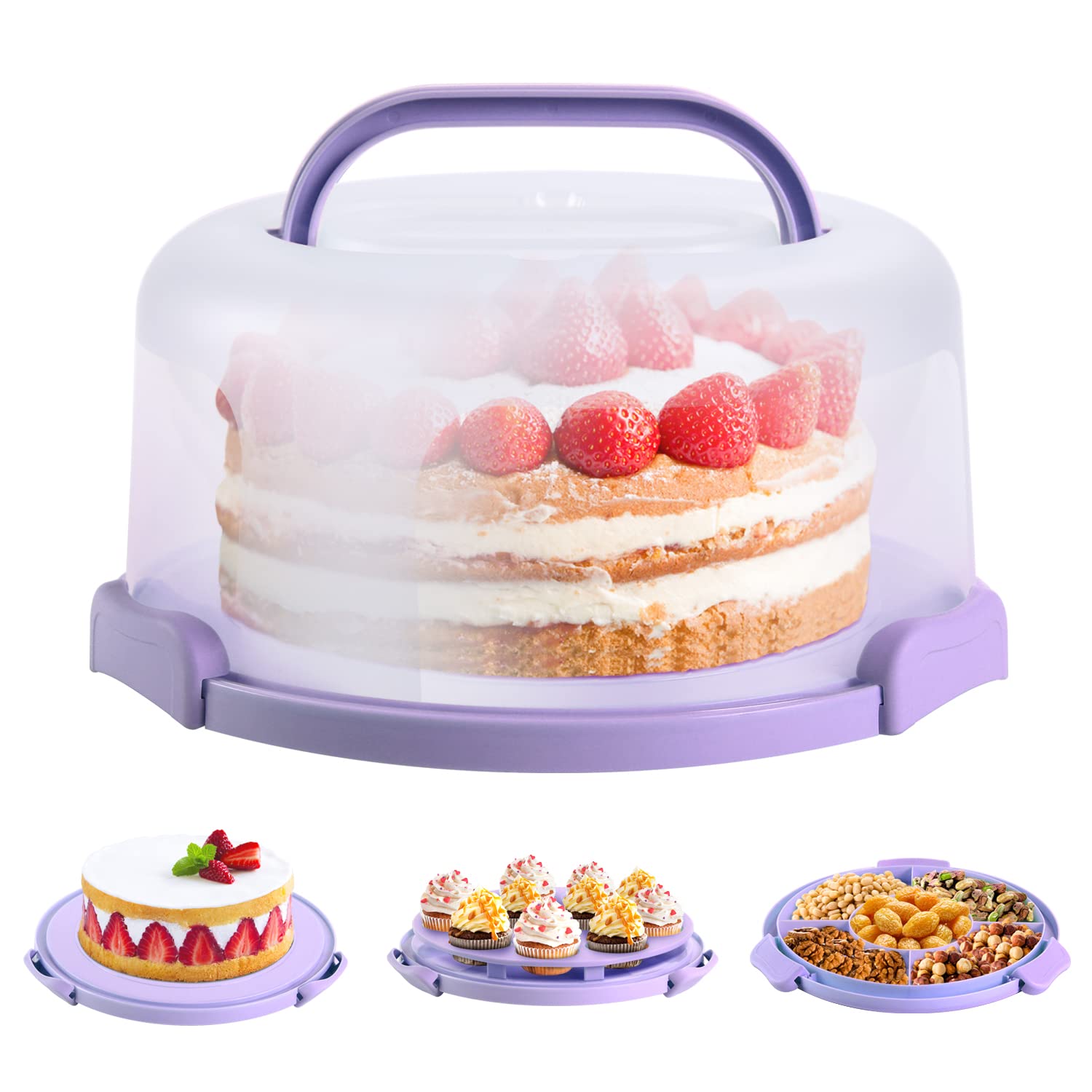 Foto 2 pulgar | Soporte para Pastel  Ohuhu con Tapa y Asa - Venta Internacional