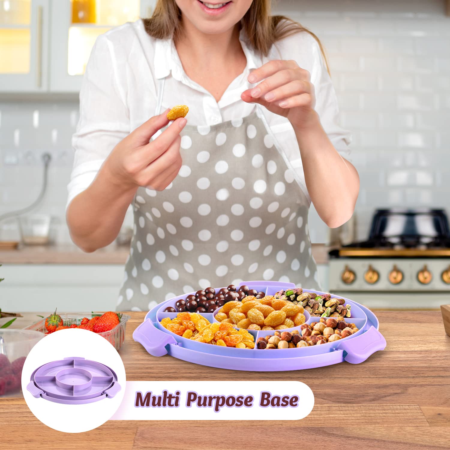 Foto 6 pulgar | Soporte para Pastel  Ohuhu con Tapa y Asa - Venta Internacional