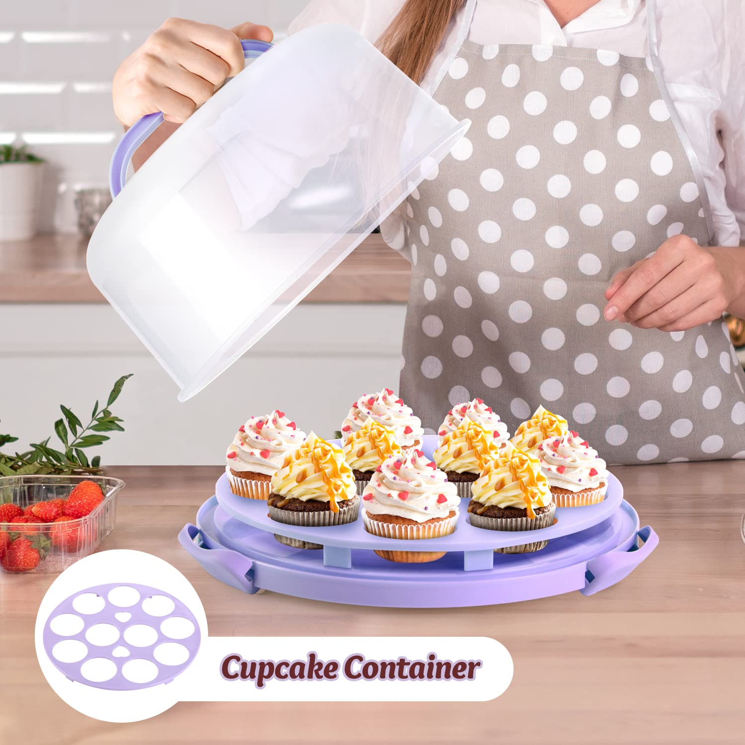 Foto 7 pulgar | Soporte para Pastel  Ohuhu con Tapa y Asa - Venta Internacional