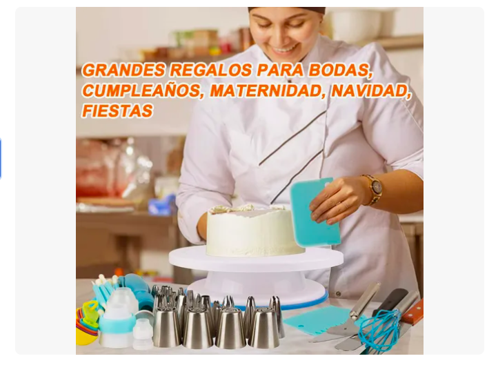 Foto 5 pulgar | Set Utensilios Repostería Pastelería Base Giratoria Pastel